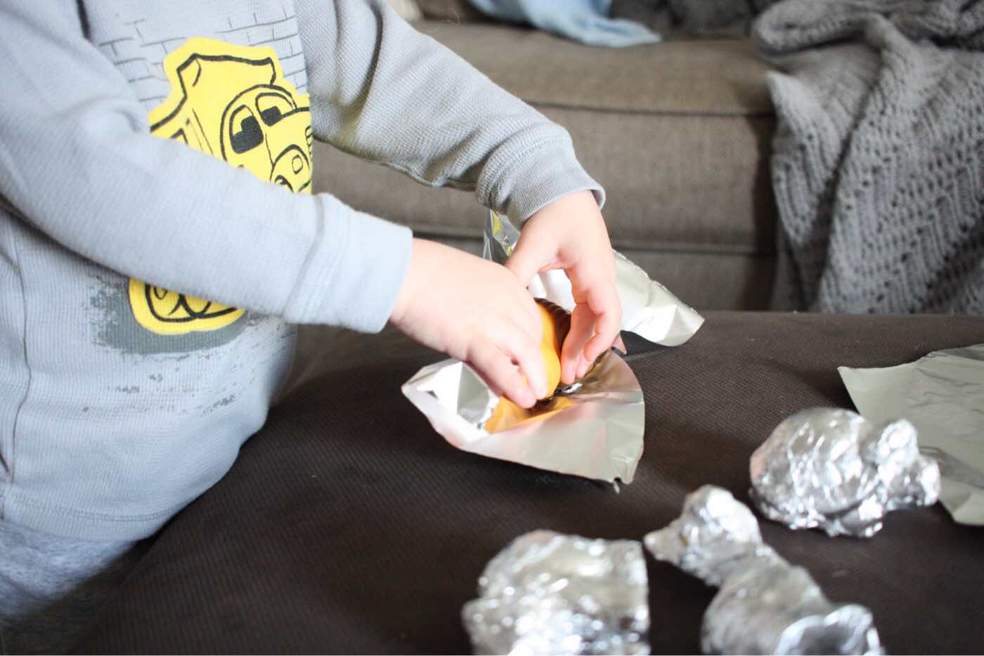 Foil wrapped toys - a simple activity to give old toys new life